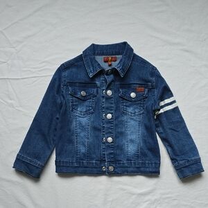 7 For All Mankind Kids Denim Jacket with White Accents